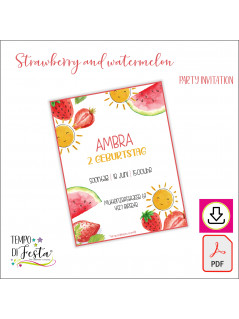Strawberry and watermelon digital printable invitation