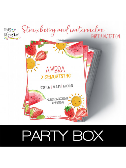 Strawberry and watermelon paper invitations