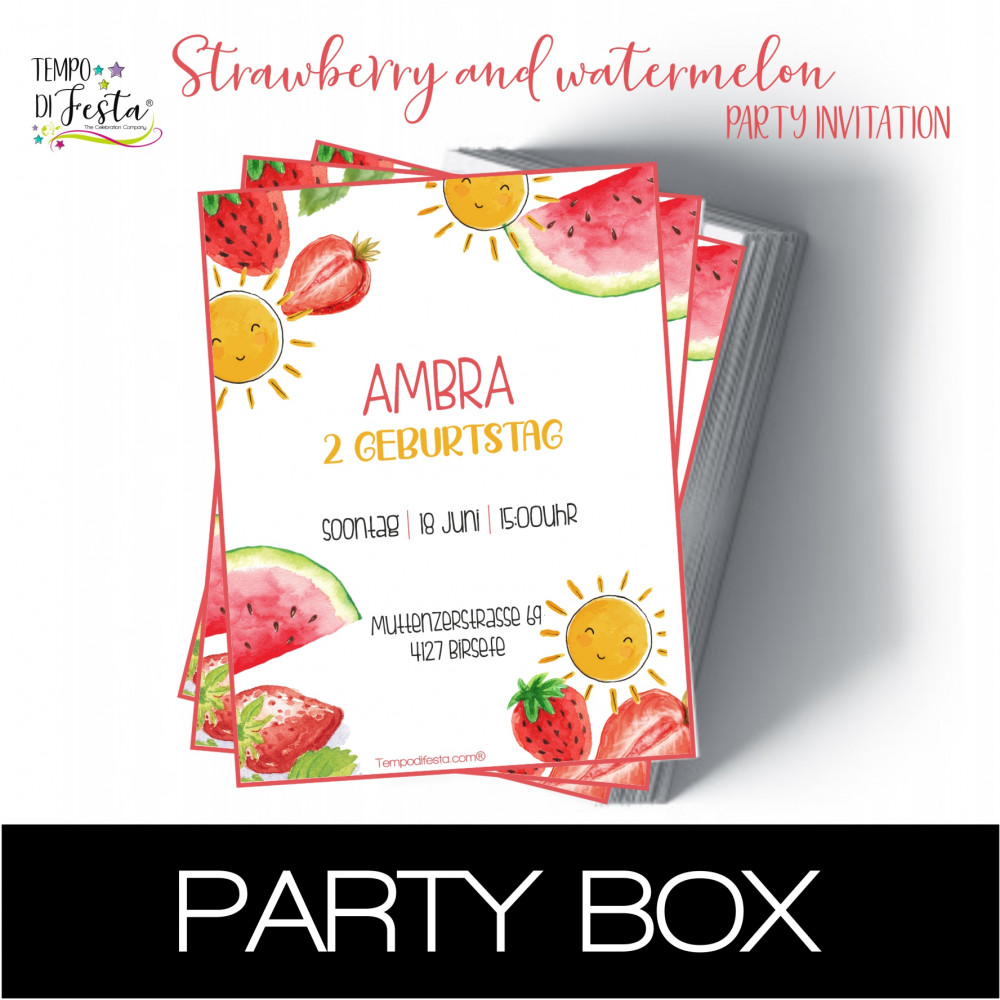 Strawberry and watermelon paper invitations