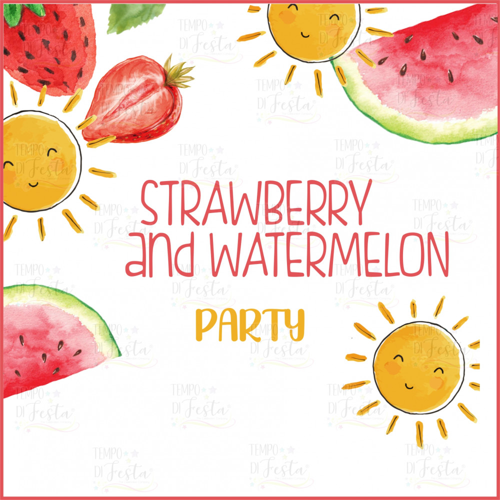 Strawberry and watermelon digital party kit