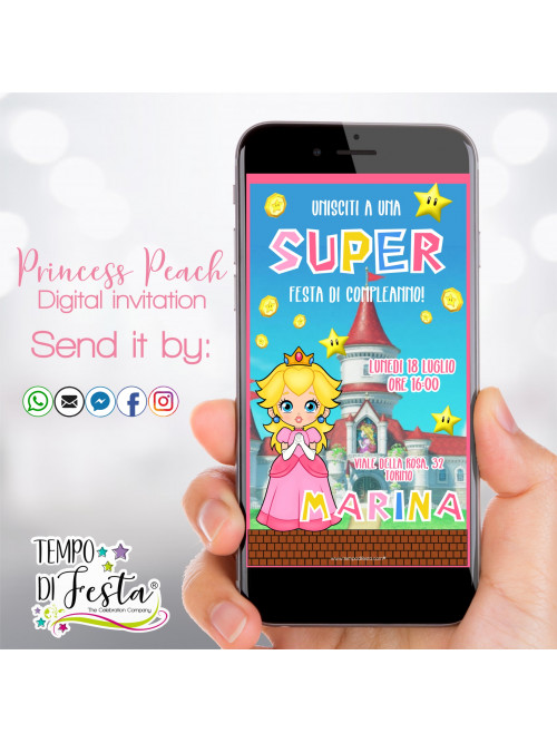 Princess Peach Digital Invitation for WhatsApp