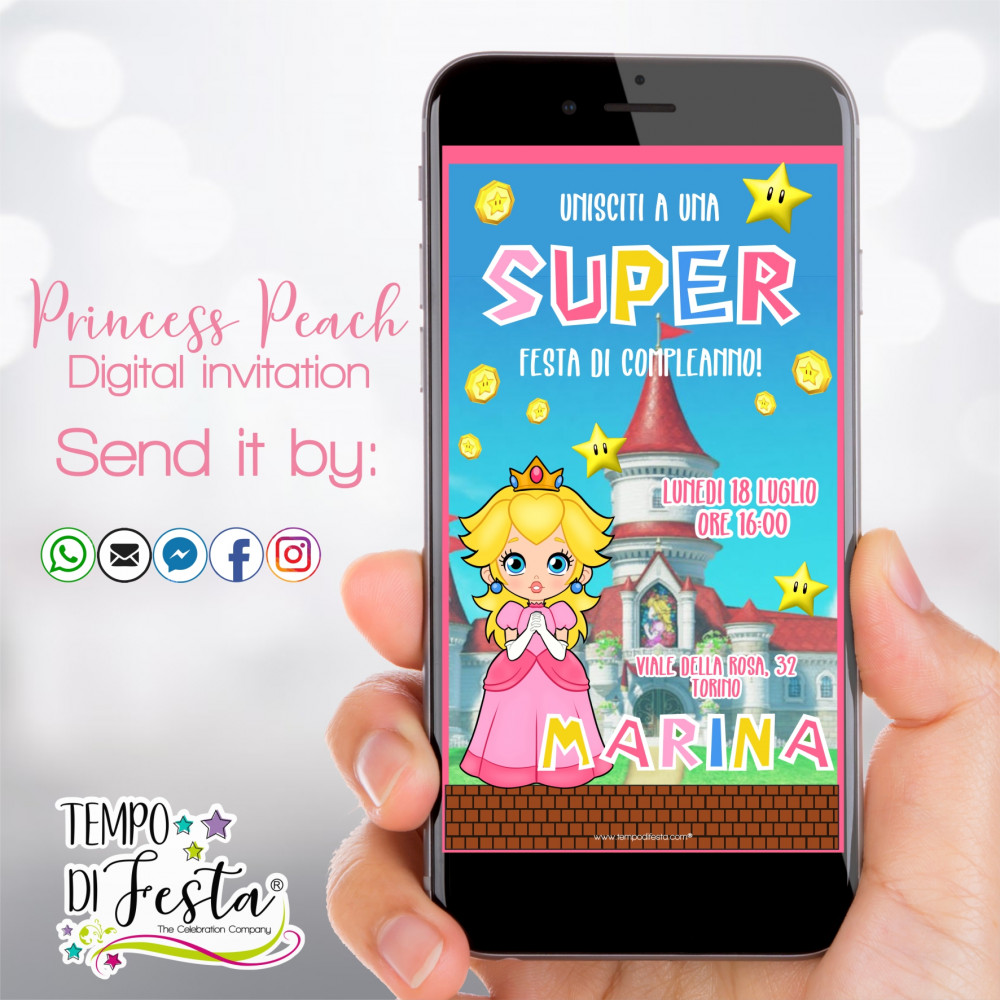 Princess Peach Digital Invitation for WhatsApp