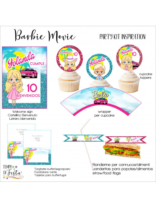 Cannucce personalizzate, festa a tema, festa barbie, decorazione compleanno, compleanno bambina,addobbi compleanno, cannucce barbie,kit festa -   Italia