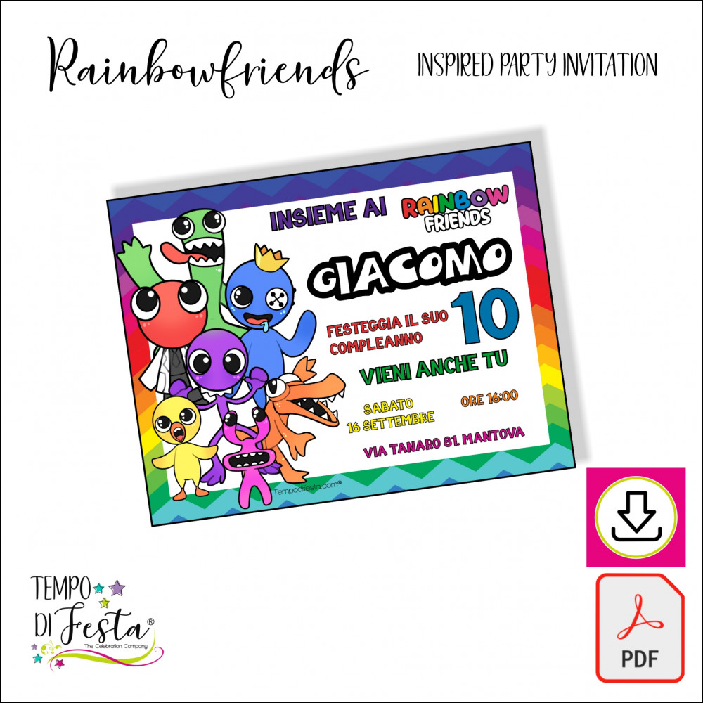 Rainbow Friends Roblox Birthday Backdrop Digital File Template