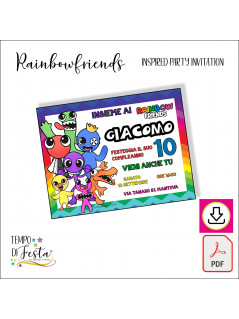 Rainbow Friends printable digital invitation