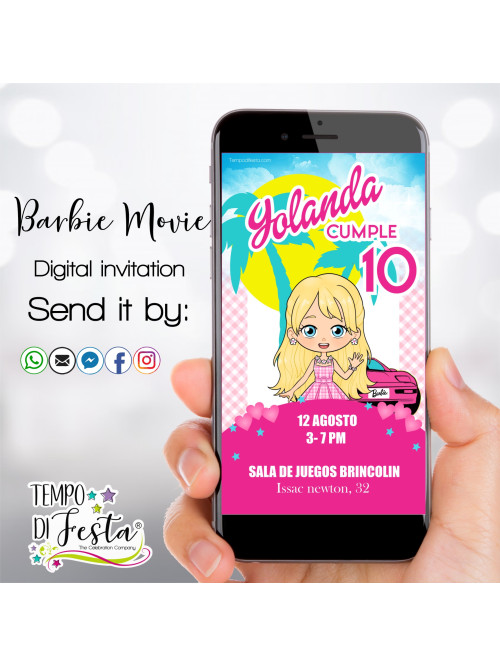 Barbie Movie invitación digital para WhatsApp