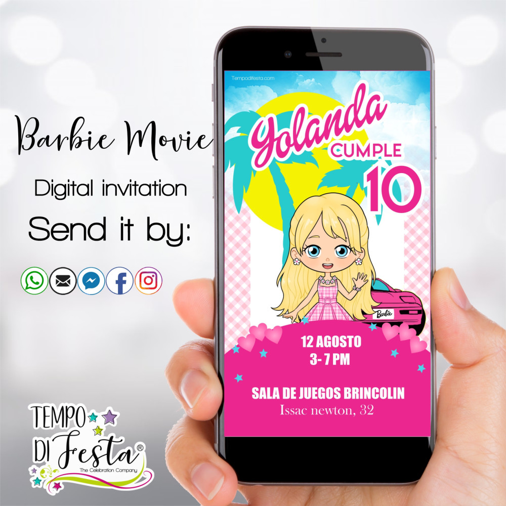 Barbie Movie digital invitation for WhatsApp
