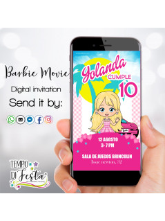 Barbie Movie digital invitation for WhatsApp