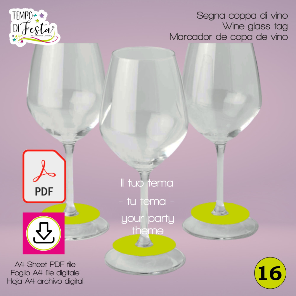 Wine glass digital tag themed customized