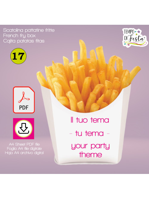 Scatolina digitale di patatine fritte a tema