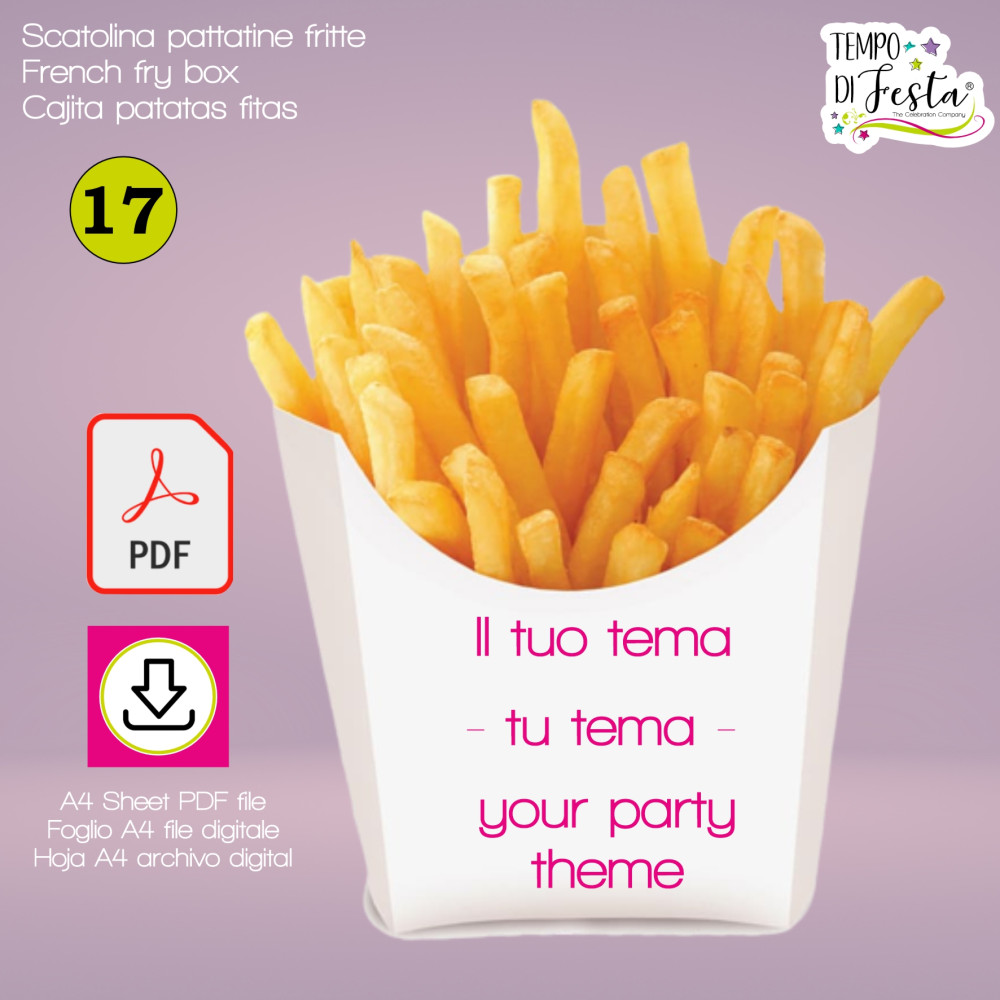 Scatolina digitale di patatine fritte a tema