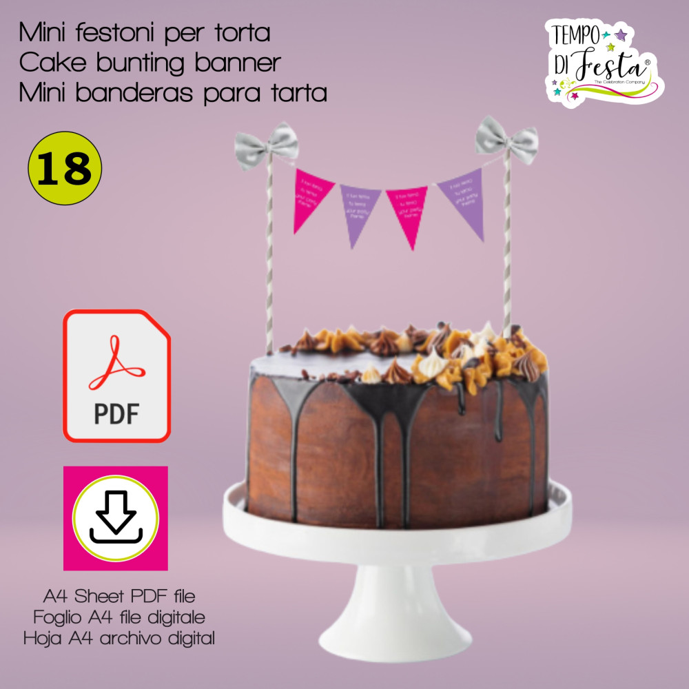 Mini Festoni digitale decorativo per Torta a tema