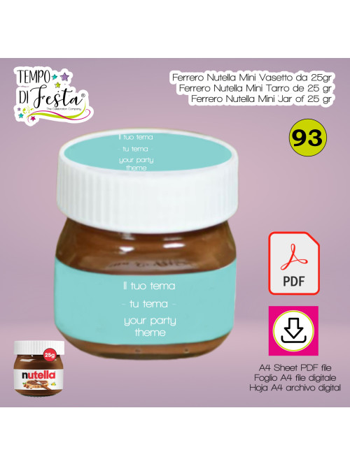 Nutella de 25 g etiqueta digital personalizada