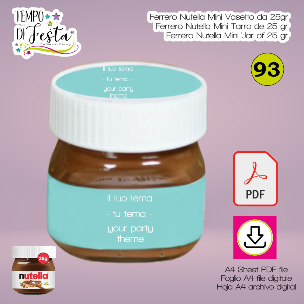 etichetta Nutella Mini vasetto 25 gr digital personalizada 