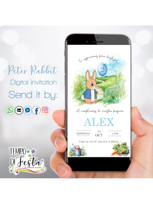 Peter Rabbit digital invitation for WhatsApp