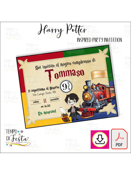 Harry Potter printable digital invitation