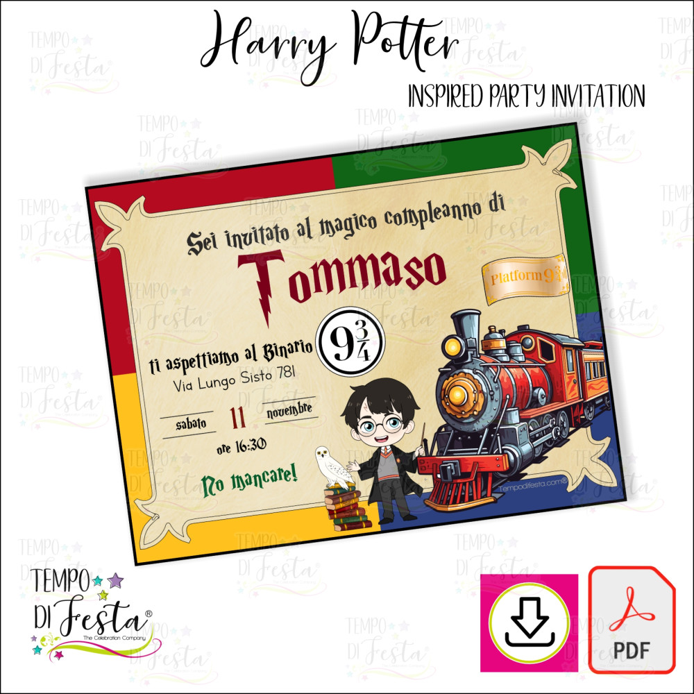 Harry Potter printable digital invitation