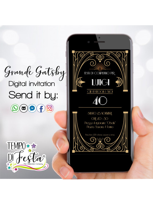 the Great Gatsby digital invitation for WhatsApp