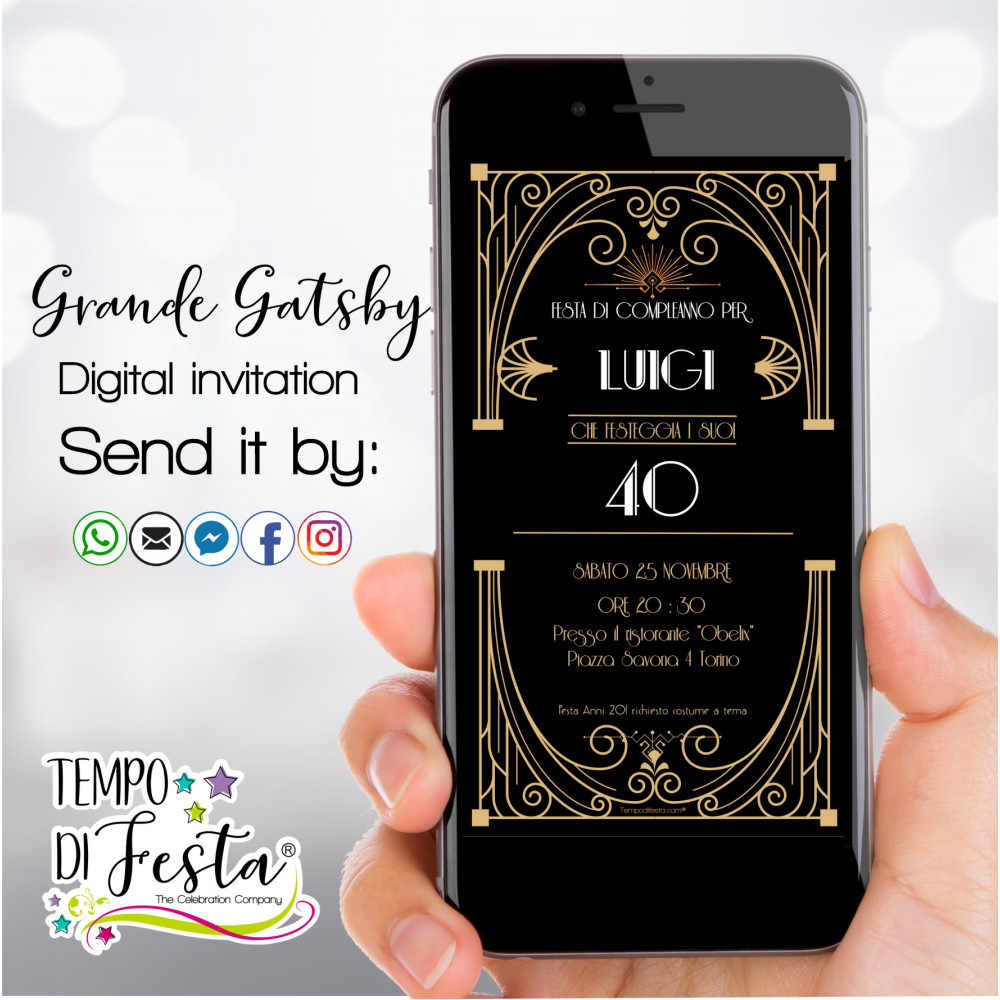 the Great Gatsby digital invitation for WhatsApp