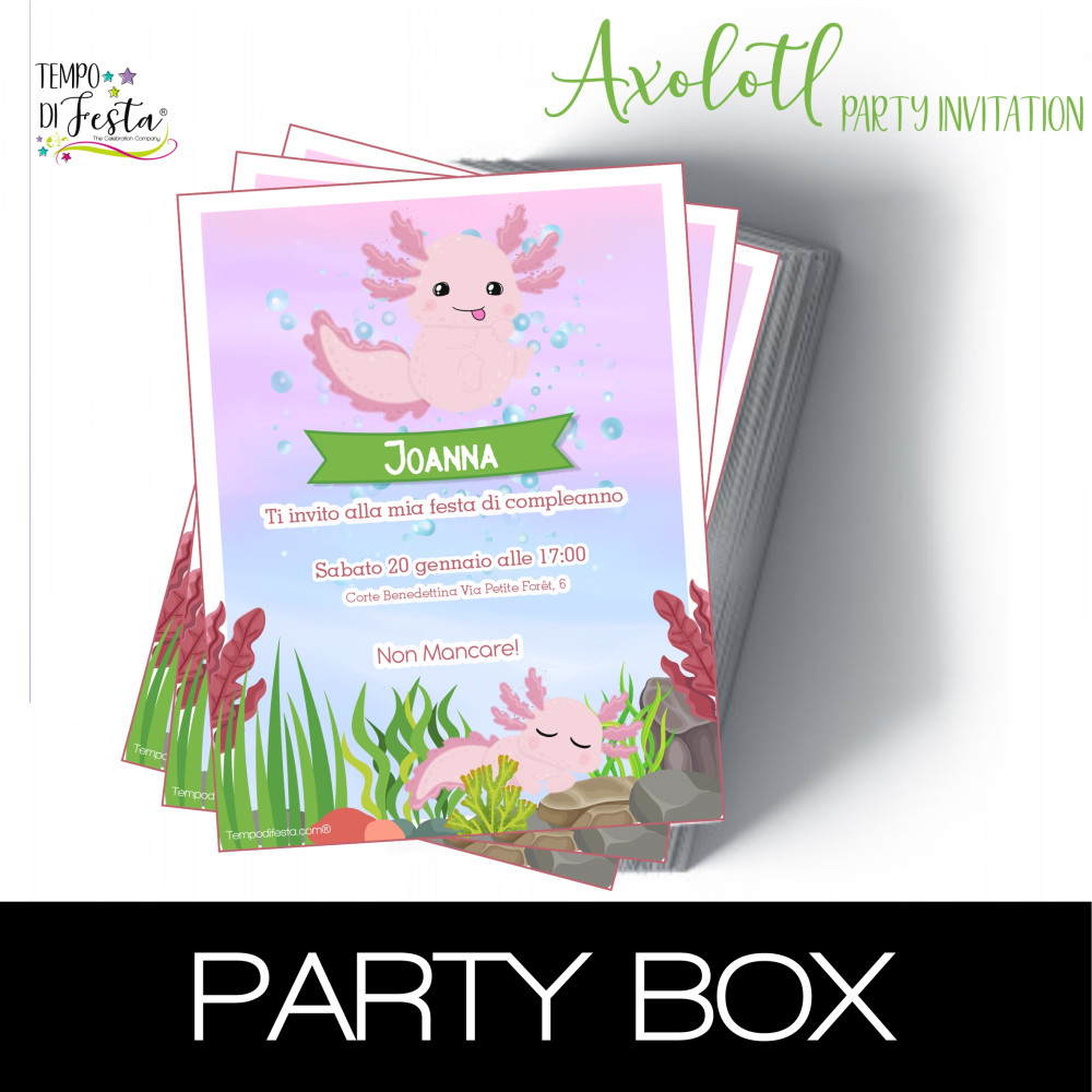 Axolotl Paper Invitations