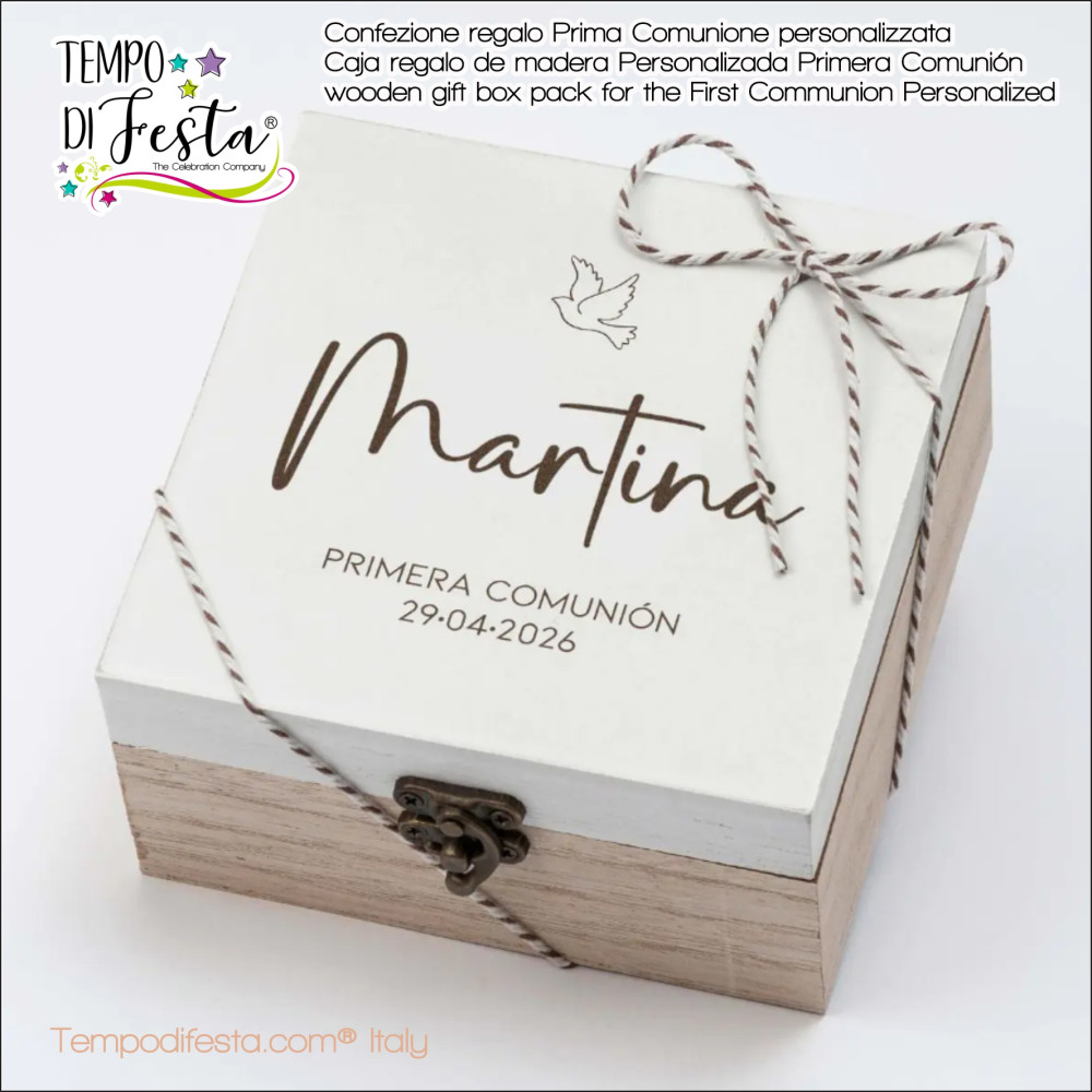 wooden gift box pack for the First Communion Personalized
