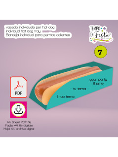 Vassoio individuale per hot dog digital personalizado a tema
