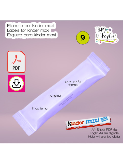 Etichetta digitale per kinder maxi personalizzata a tema