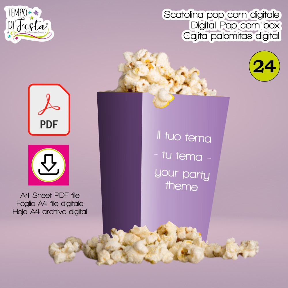 Scatola digitale per pop corn a tema