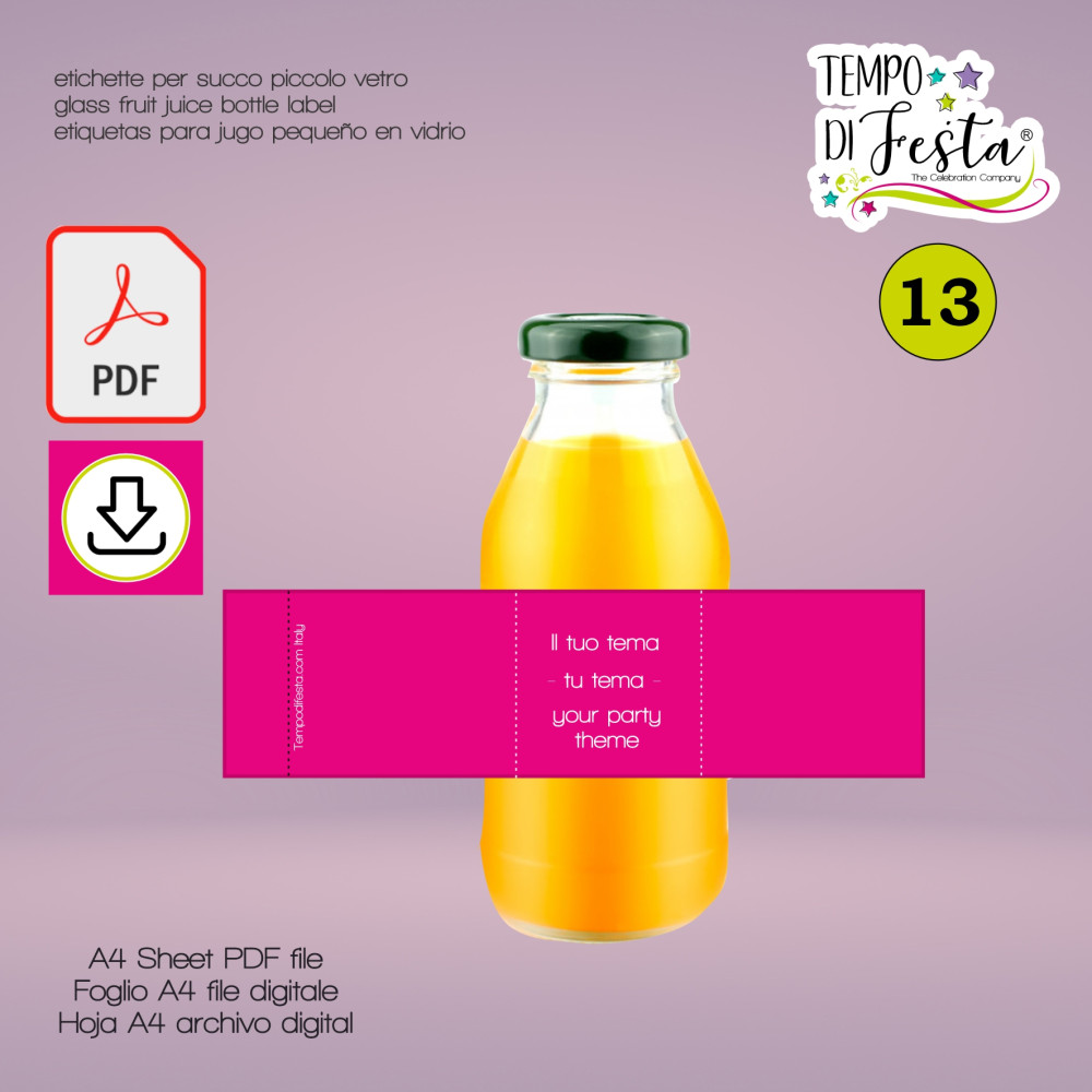 digital fruit juice labels in glass bottles