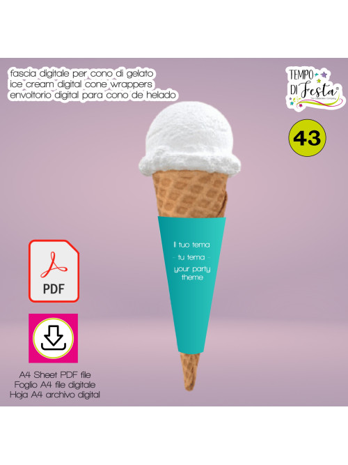 Fascia digitale personalizzata per cono gelato a tema