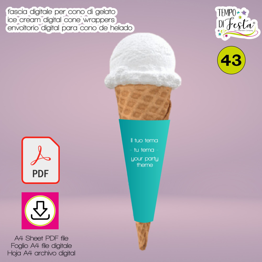 Fascia digitale personalizzata per cono gelato a tema