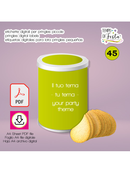 Etichette digitali per patatine pringles piccole a tema