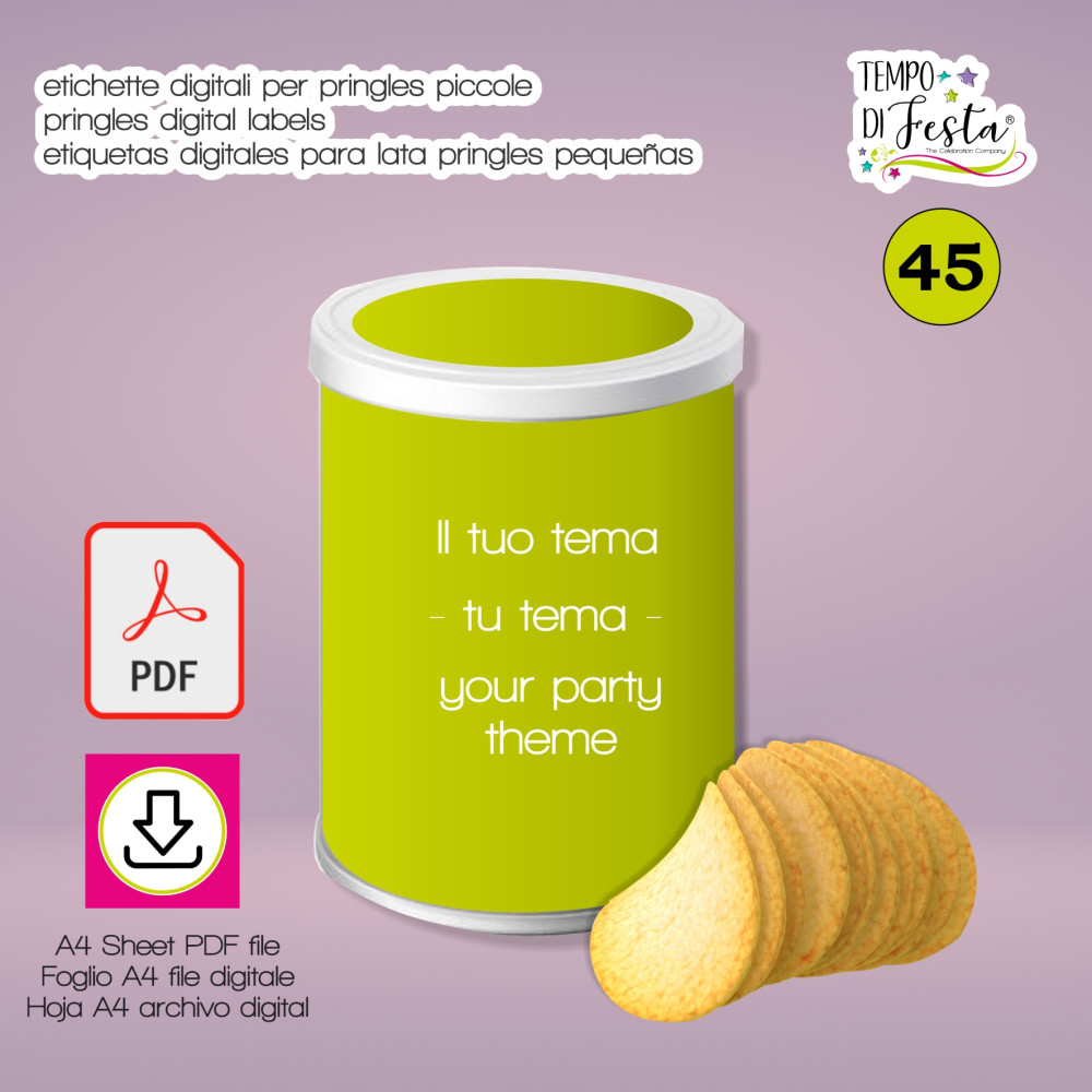 Etichette digitali per patatine pringles piccole a tema