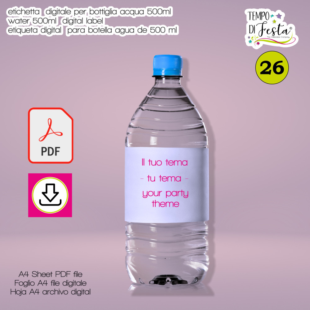 Etichetta digitale bottiglia acqua 500ml personalizzata