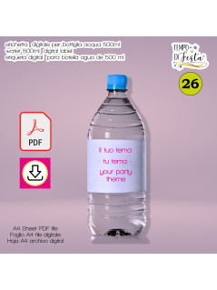 Etichetta digitale bottiglia acqua 500ml personalizzata