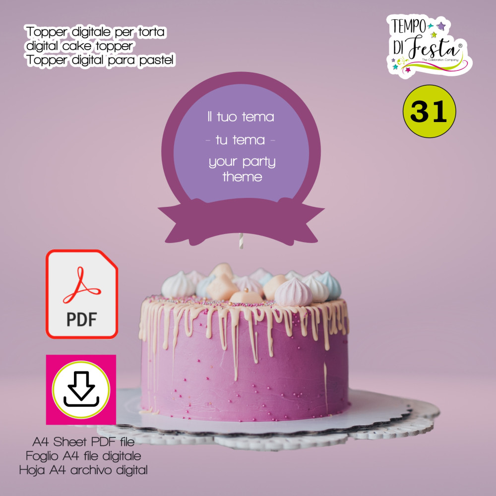 Cake topper digital a tema