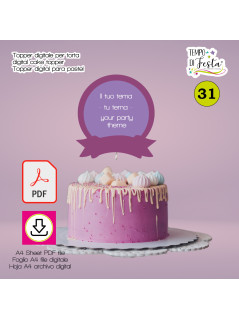 Cake topper digital a tema