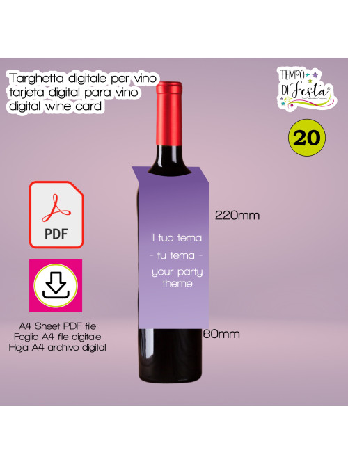 Targhette digitali per bottiglia di vino a tema