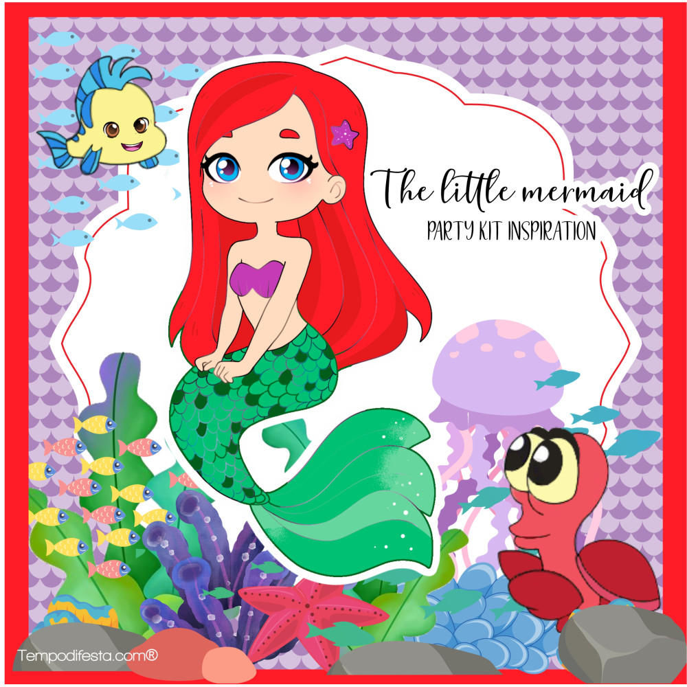little mermaid Digital  party kit