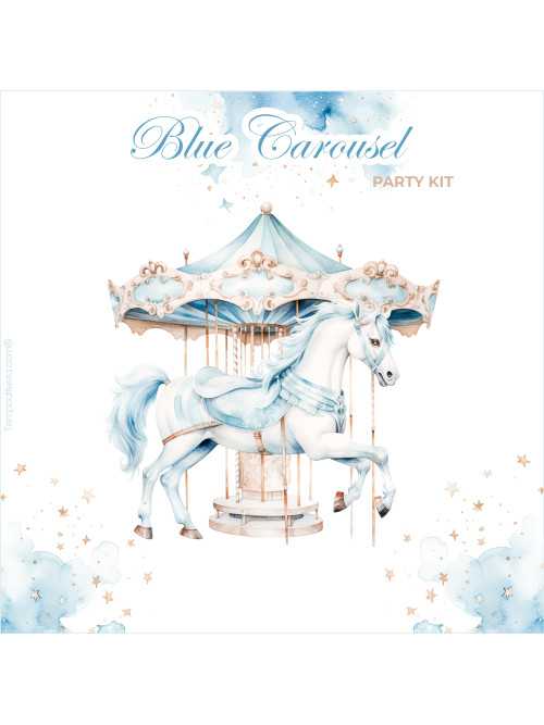 Blue Carousel Digital  party kit