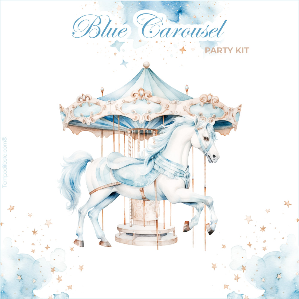 Blue Carousel Digital  party kit