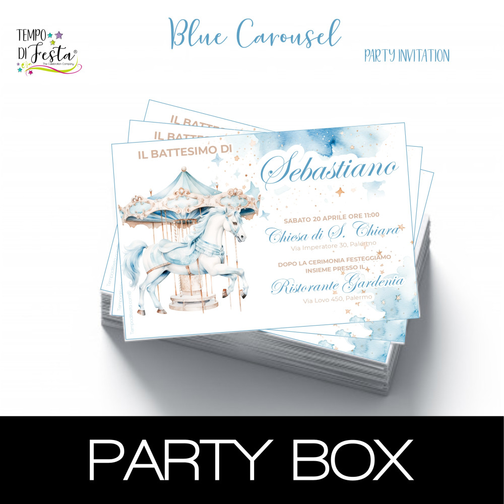 Carrusel azul invitaciones...