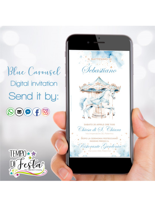 blue carousel Invitation for WhatsApp