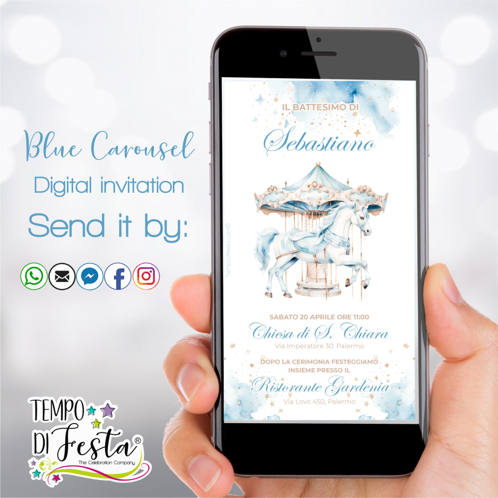 blue carousel Invitation for WhatsApp