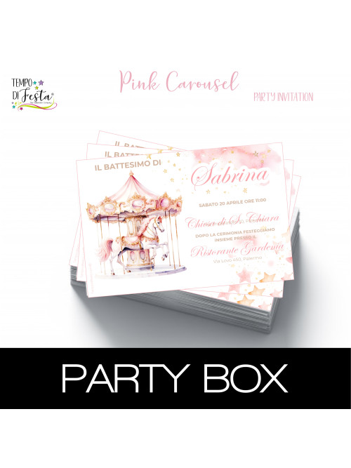 Pink carousel paper invitations