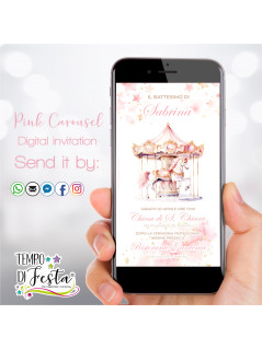 Pink carousel digital invitation for WhatsApp