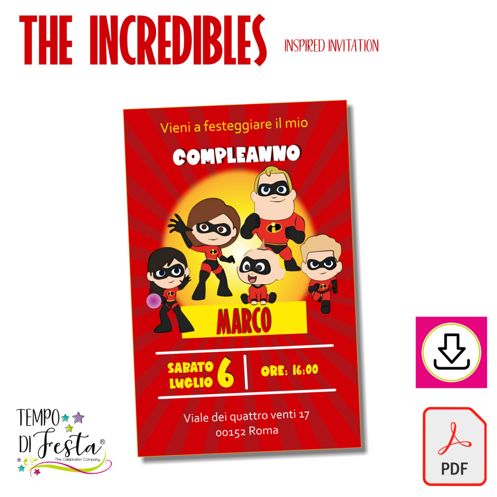 Los Increíbles. Invitación digital para imprimir