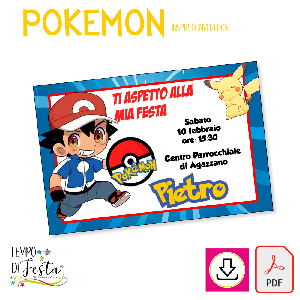 Pokémon invitacion digital para imprimir