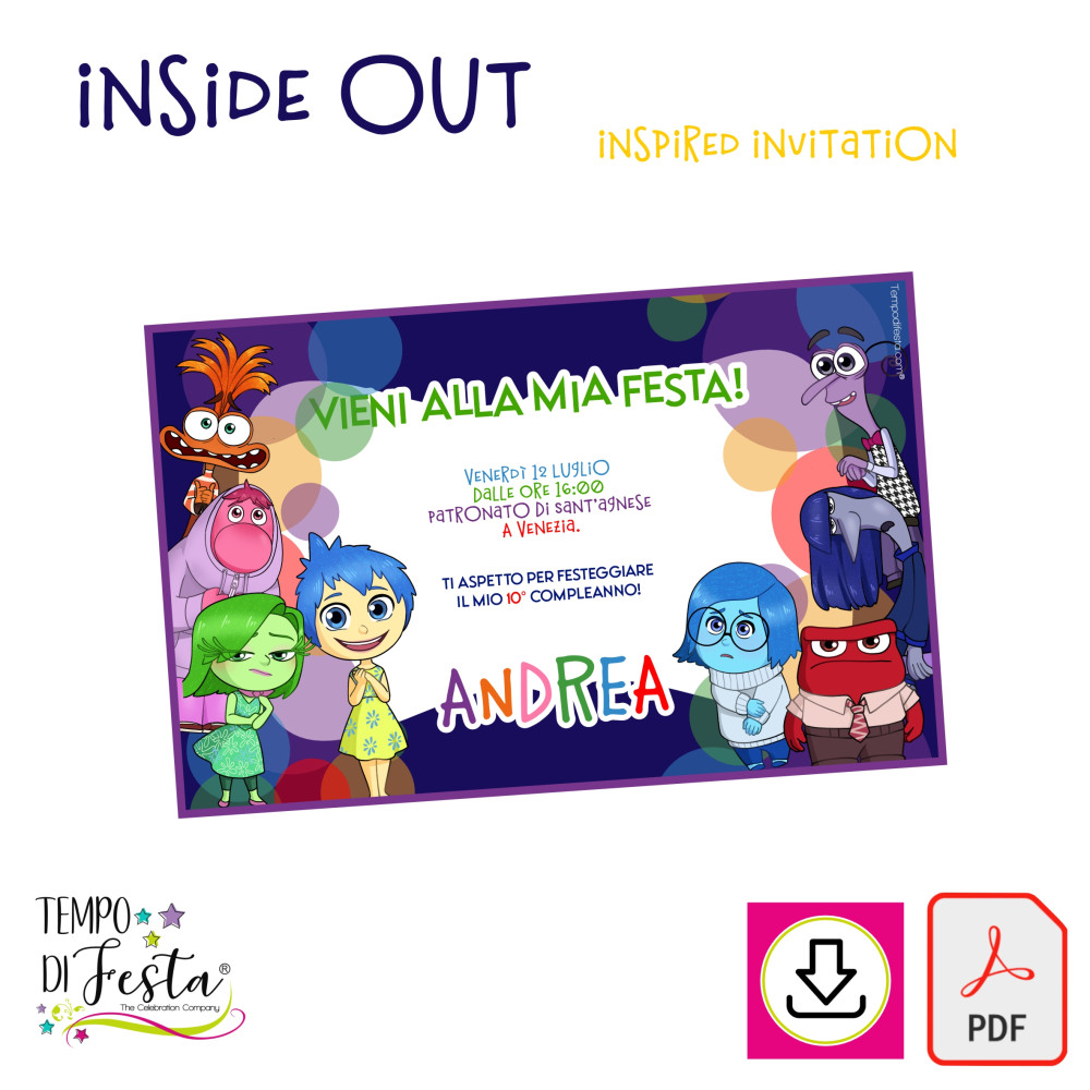 Intensamente Invitación digital para imprimir