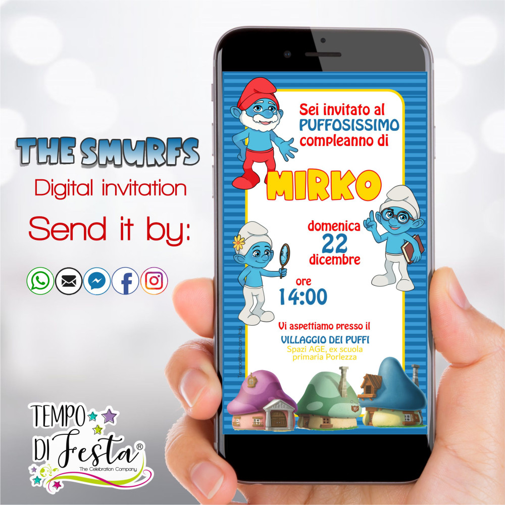 The Smurfs - Digital Invitation for WhatsApp